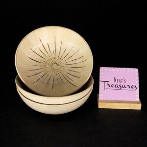 Pier 1 SANCTUARY StarBurst Cream Brown Stoneware 7 7/8" Soup Pasta Bowls Set 3